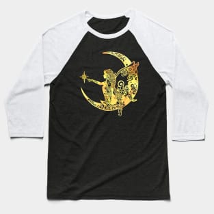 Fairy Moon Star Mandala Magical Color Light Art Baseball T-Shirt